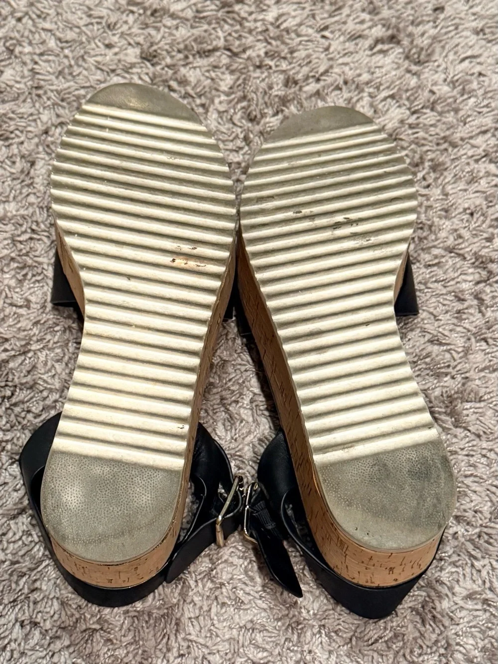 Steve Madden Corrina Black Platform Cork Sandals
